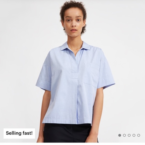 Everlane Tops - Everlane Cotton Short Sleeve Popover Shirt 6 Blue